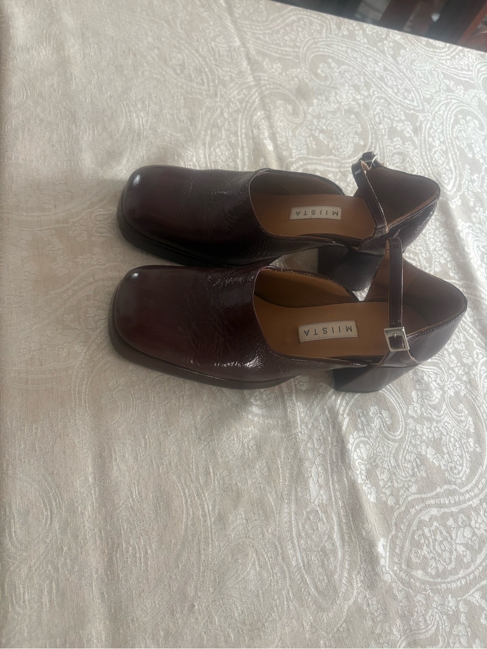 Miista Burgundy Leather Mary Jane Clogs - Picture 2 of 3